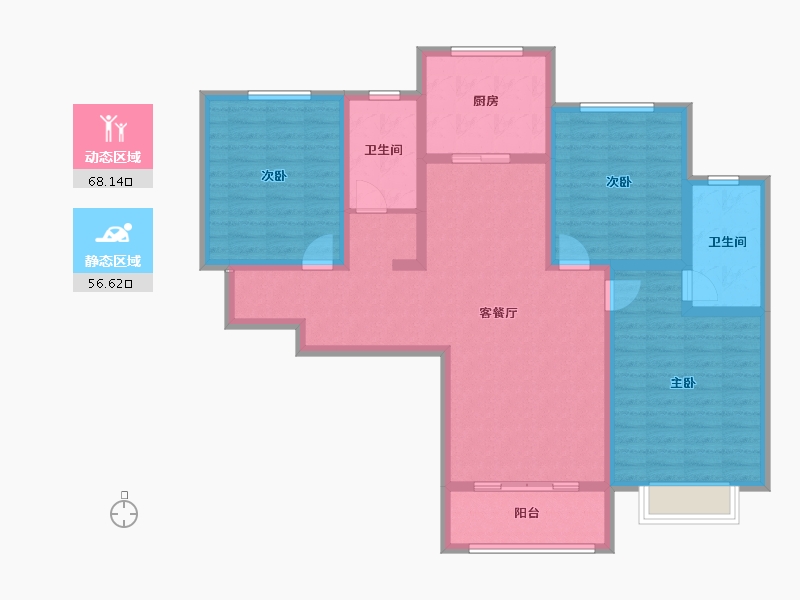 陕西省-咸阳市-乾州壹号-111.44-户型库-动静分区