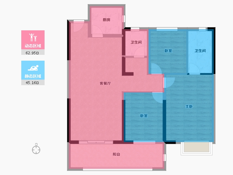 湖南省-长沙市-澳海澜庭·谷山府-96.67-户型库-动静分区