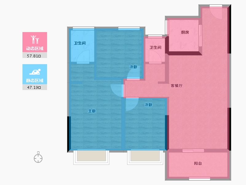 河南省-驻马店市-鹏宇迎宾府-93.85-户型库-动静分区