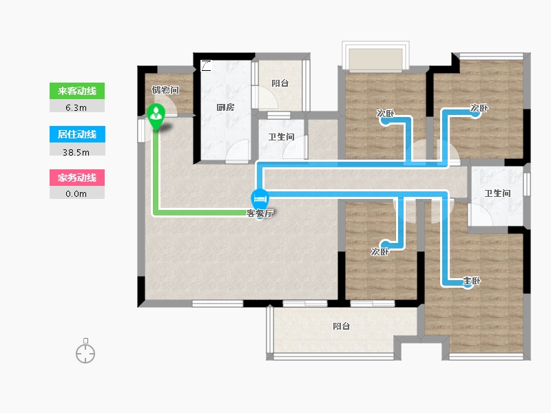 四川省-宜宾市-华润公园九里-105.99-户型库-动静线