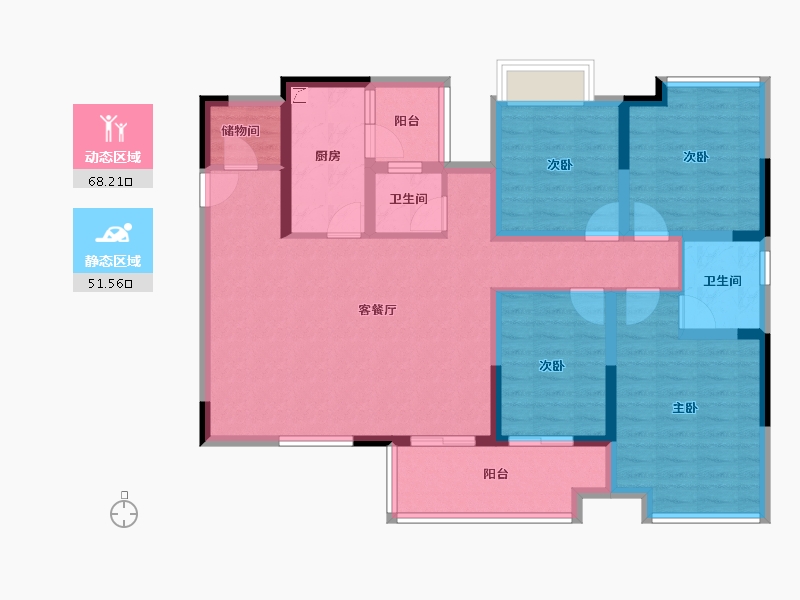 四川省-宜宾市-华润公园九里-105.99-户型库-动静分区