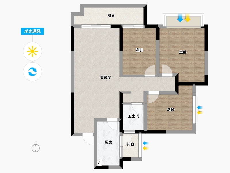 四川省-宜宾市-华润公园九里-78.57-户型库-采光通风