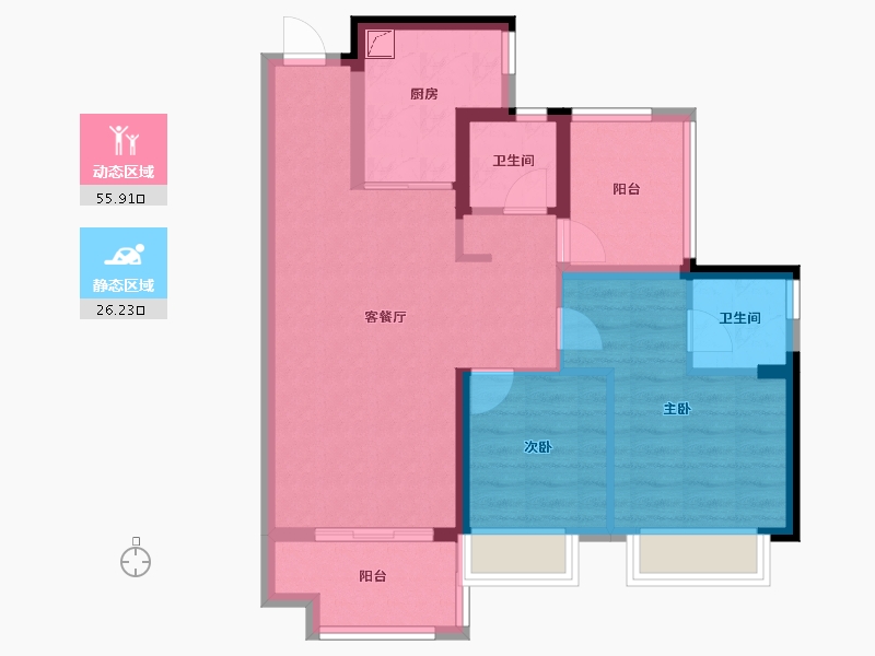 广东省-惠州市-金科颐景园-72.59-户型库-动静分区