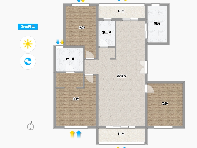 山东省-济宁市-壹号院-120.00-户型库-采光通风