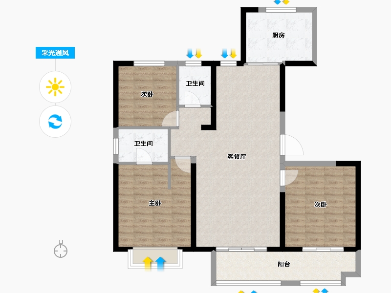 甘肃省-天水市-金田·仁和居-104.63-户型库-采光通风