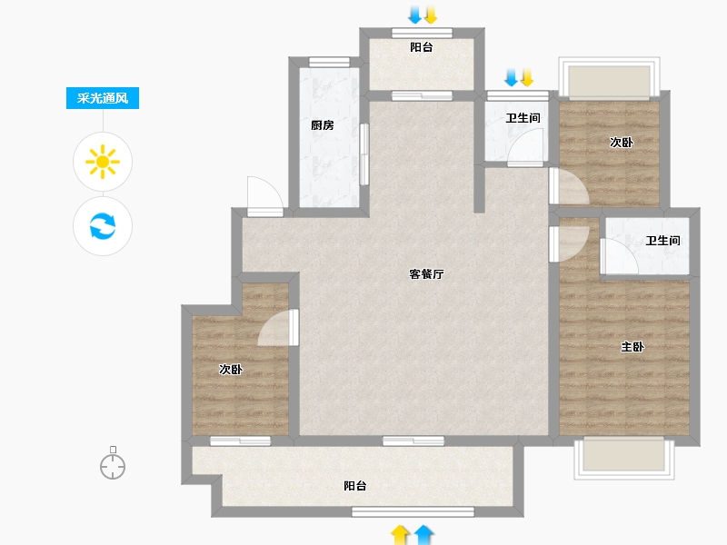 河南省-驻马店市-建业天中府-99.98-户型库-采光通风