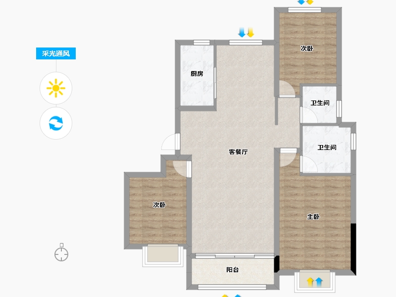 山东省-烟台市-大都馨悦-96.10-户型库-采光通风