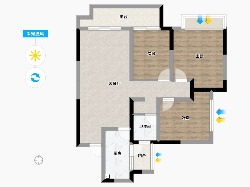 四川省-宜宾市-华润公园九里-77.92-户型库-采光通风