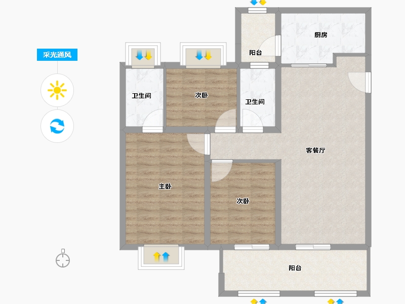 河南省-驻马店市-春熙里-95.22-户型库-采光通风