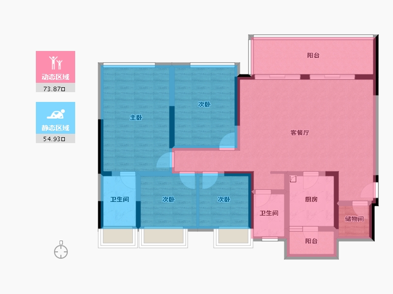 四川省-宜宾市-华润公园九里-114.44-户型库-动静分区