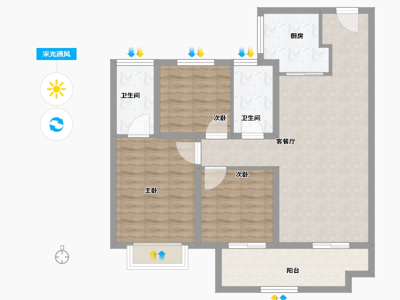 河南省-驻马店市-建业天中府-85.61-户型库-采光通风