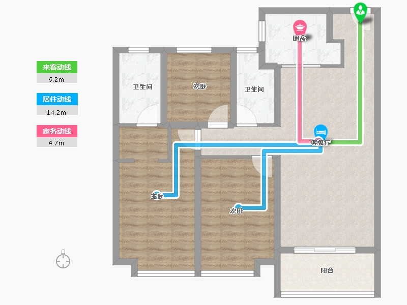 陕西省-西安市-融城朗悦-90.40-户型库-动静线