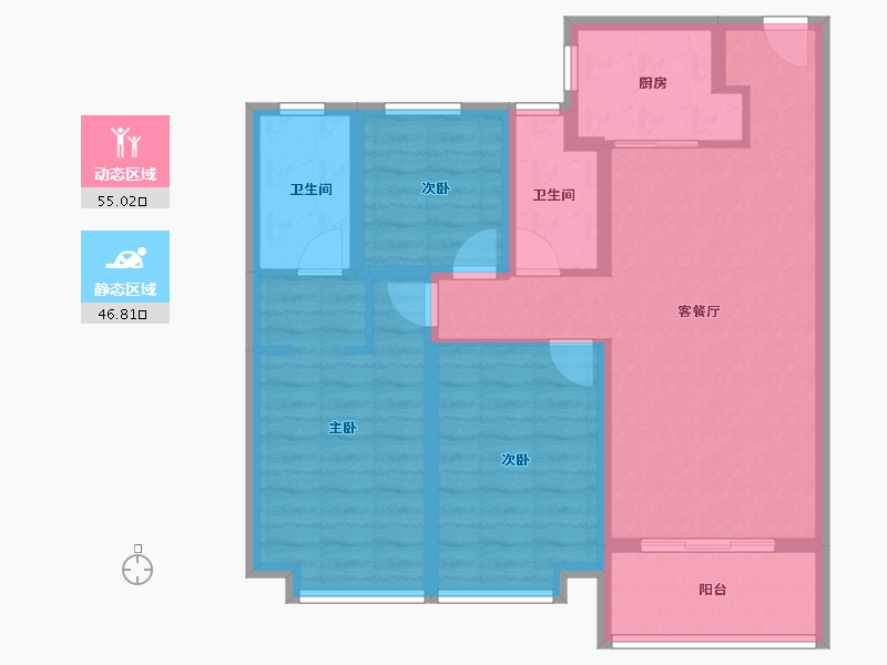 陕西省-西安市-融城朗悦-90.40-户型库-动静分区