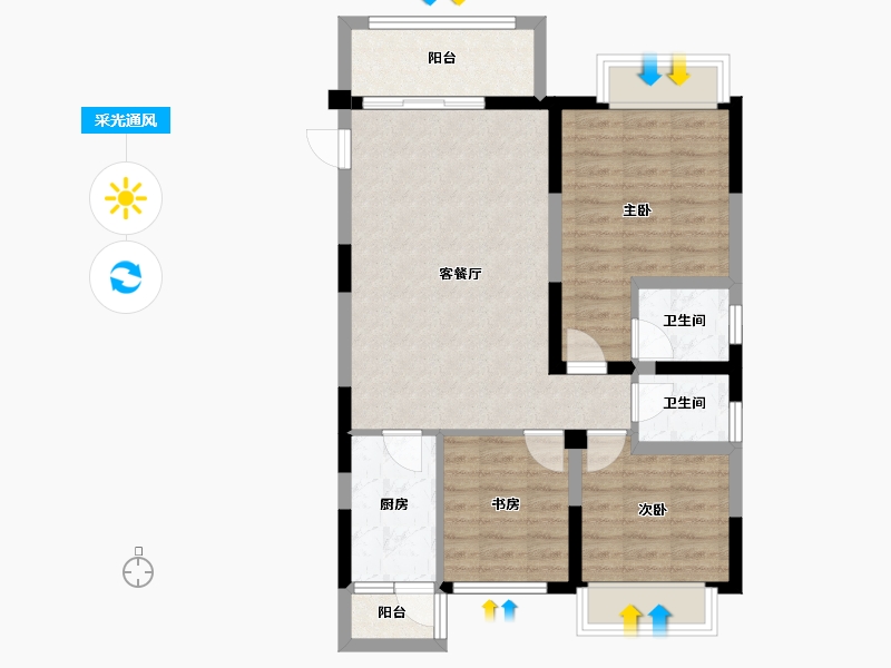 四川省-成都市-建泰御嘉花苑-74.51-户型库-采光通风