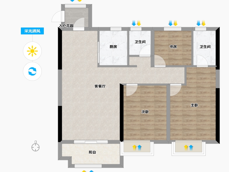 江西省-抚州市-学府里-85.60-户型库-采光通风