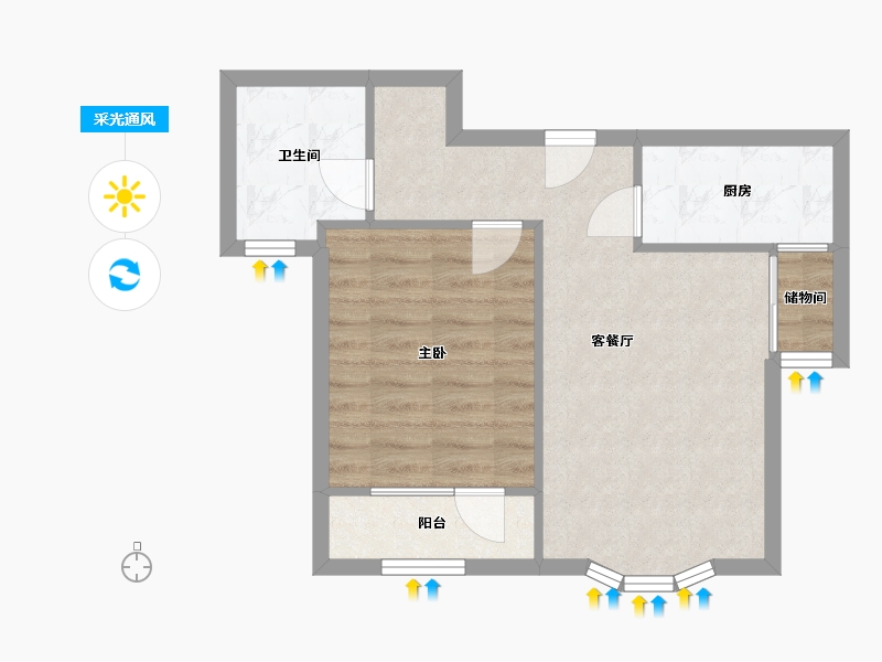 天津-天津市-纯皓家园-50.00-户型库-采光通风