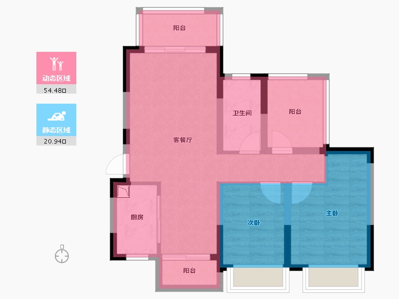 广东省-惠州市-金科颐景园-66.38-户型库-动静分区