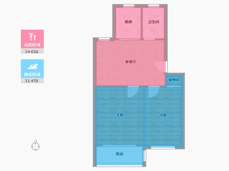 江苏省-南京市-南林一村-62.00-户型库-动静分区