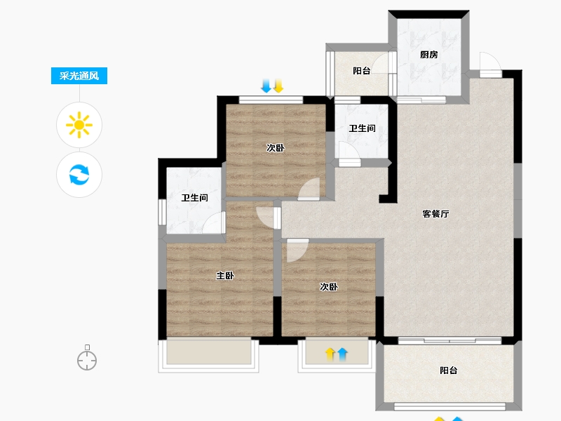 四川省-成都市-建泰御嘉花苑-83.02-户型库-采光通风