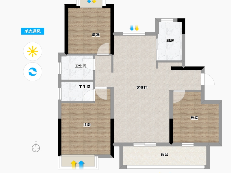 江西省-抚州市-荣安和府-87.20-户型库-采光通风