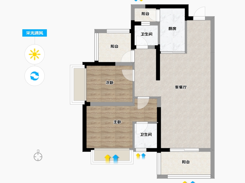 广东省-惠州市-金科颐景园-71.54-户型库-采光通风