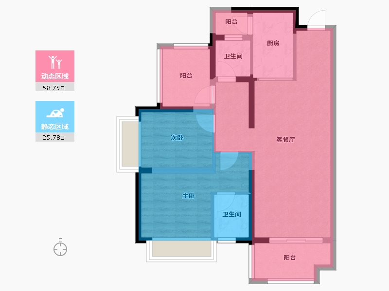 广东省-惠州市-金科颐景园-74.71-户型库-动静分区