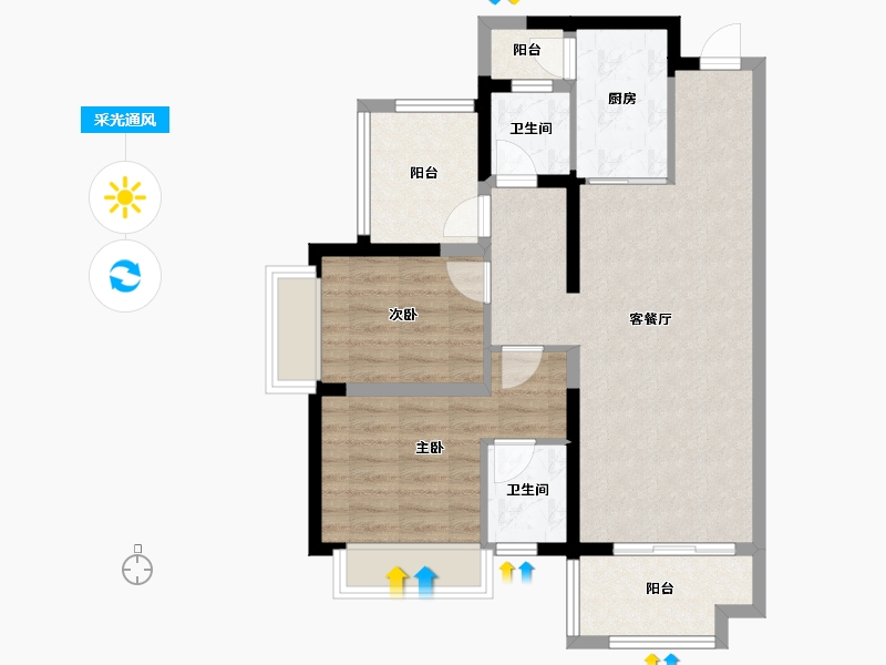 广东省-惠州市-金科颐景园-74.71-户型库-采光通风