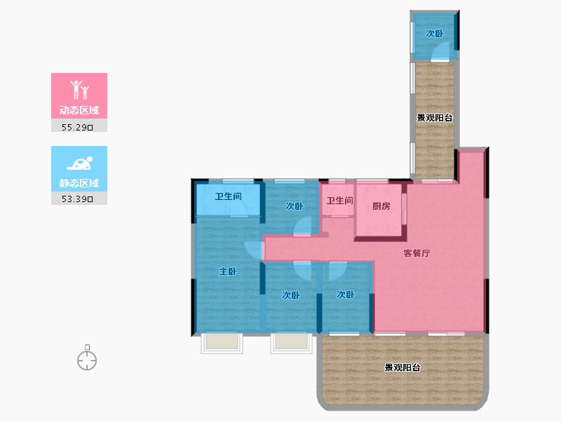 河南省-驻马店市-康桥旭强雲庐-133.39-户型库-动静分区