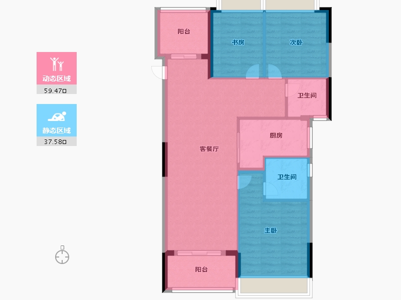 浙江省-杭州市-绿城山澜桂语轩-87.69-户型库-动静分区