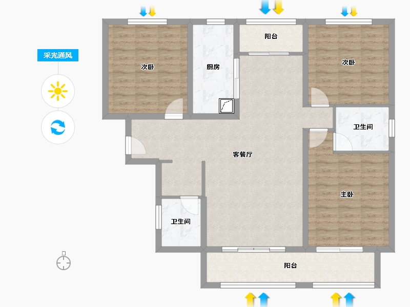 陕西省-咸阳市-东郡天下-110.41-户型库-采光通风