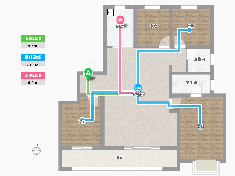 陕西省-咸阳市-北宸天樾-101.08-户型库-动静线