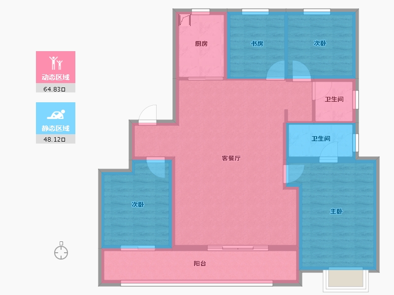 陕西省-咸阳市-北宸天樾-101.08-户型库-动静分区