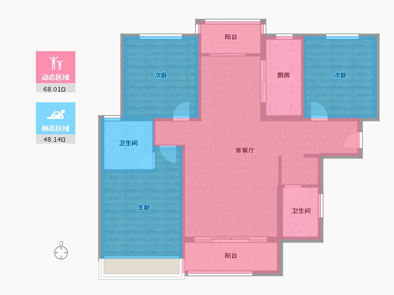 陕西省-咸阳市-东郡天下-104.01-户型库-动静分区