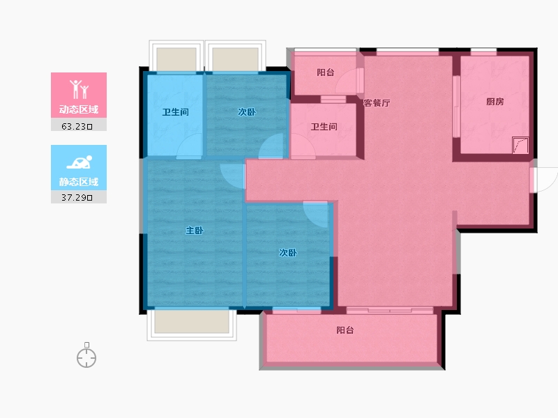 云南省-昆明市-招商公园大道-90.27-户型库-动静分区