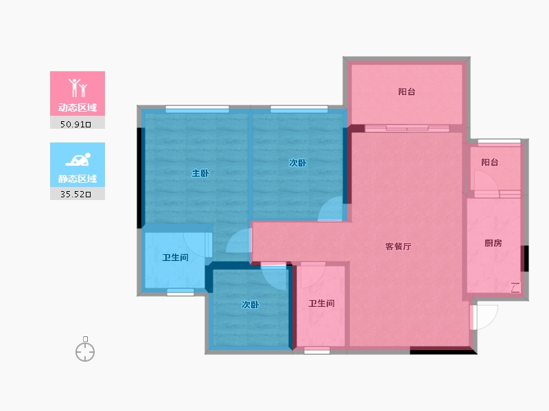 四川省-宜宾市-邦泰大学路1号-76.45-户型库-动静分区