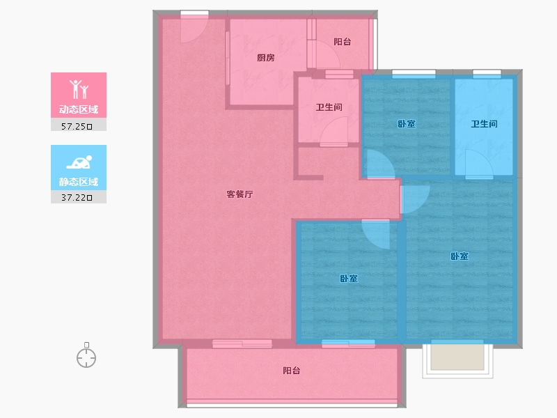 陕西省-咸阳市-国润当代境ΜΟΜΛ-84.80-户型库-动静分区