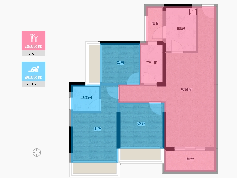 广东省-惠州市-德威花园-69.82-户型库-动静分区