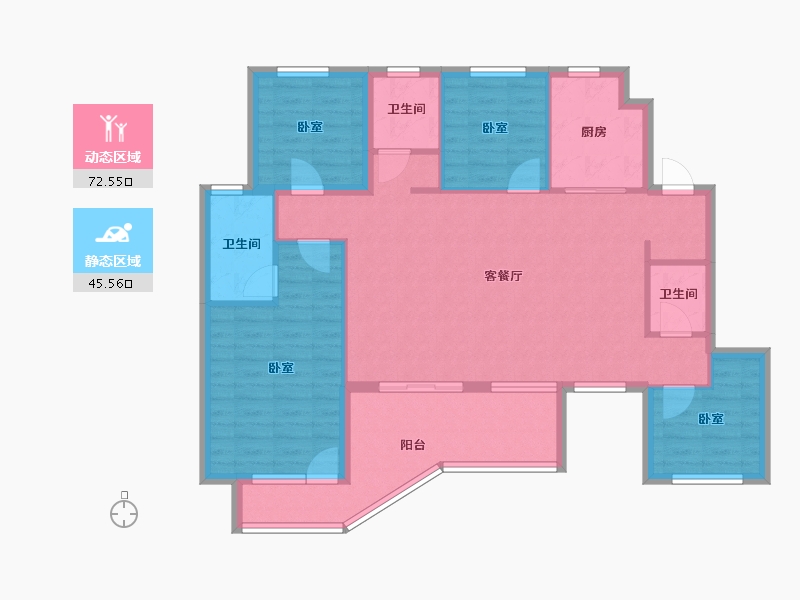 陕西省-咸阳市-国润当代境ΜΟΜΛ-106.40-户型库-动静分区