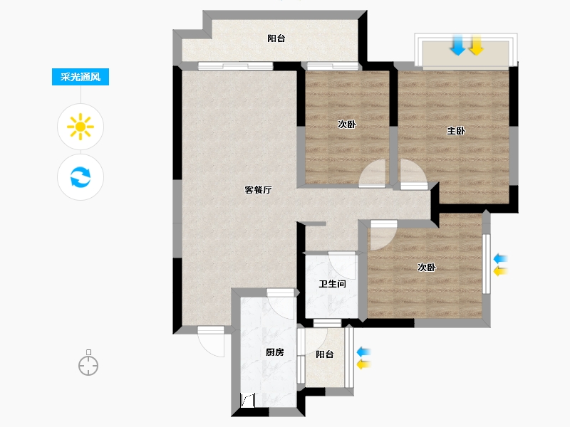 四川省-宜宾市-华润公园九里-75.49-户型库-采光通风