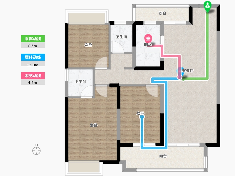 河南省-南阳市-南阳建业云境-108.00-户型库-动静线