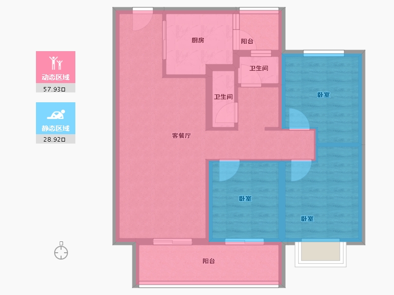 陕西省-咸阳市-国润当代境ΜΟΜΛ-76.80-户型库-动静分区