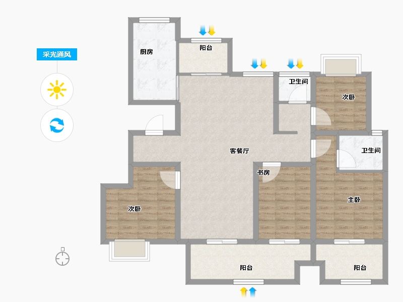 河南省-驻马店市-建业天中府-113.19-户型库-采光通风