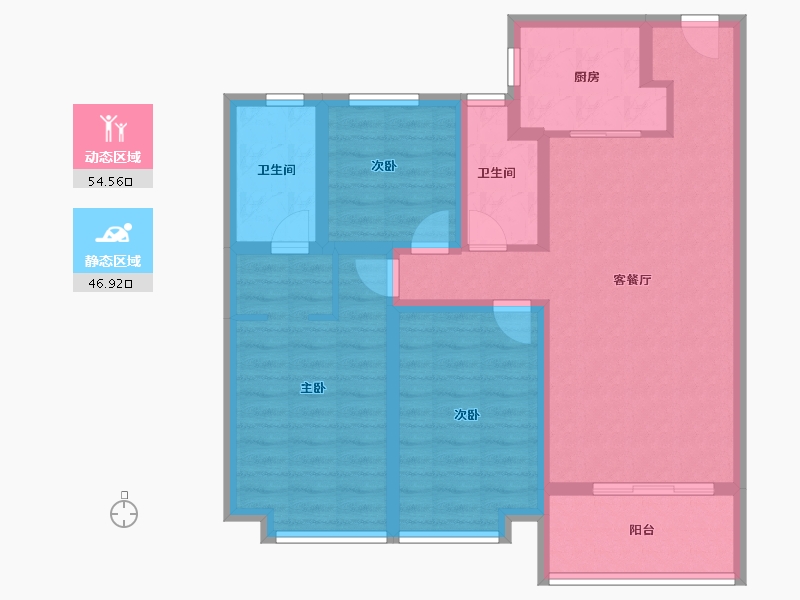 陕西省-西安市-融城朗悦-89.60-户型库-动静分区