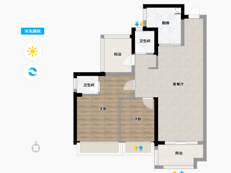 广东省-惠州市-金科颐景园-75.96-户型库-采光通风