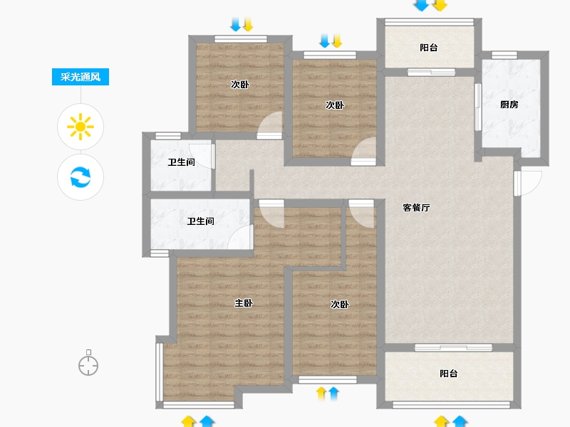 陕西省-西安市-融城朗悦-116.00-户型库-采光通风