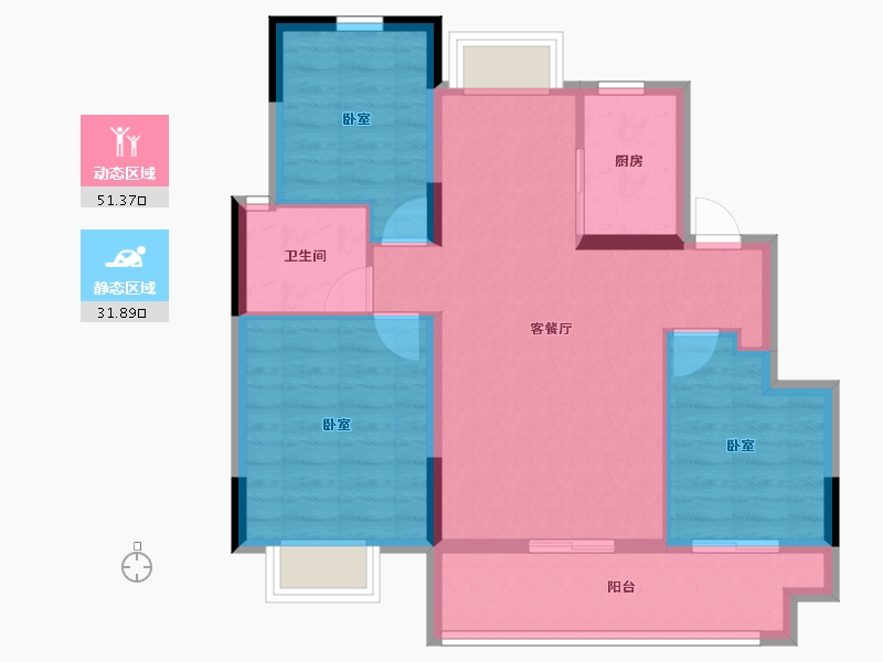 江西省-抚州市-鑫业硕丰六方城-74.40-户型库-动静分区