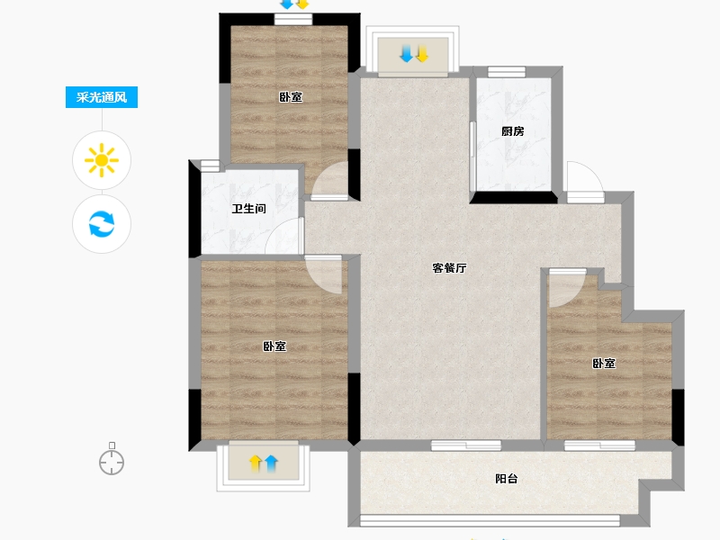 江西省-抚州市-鑫业硕丰六方城-74.40-户型库-采光通风