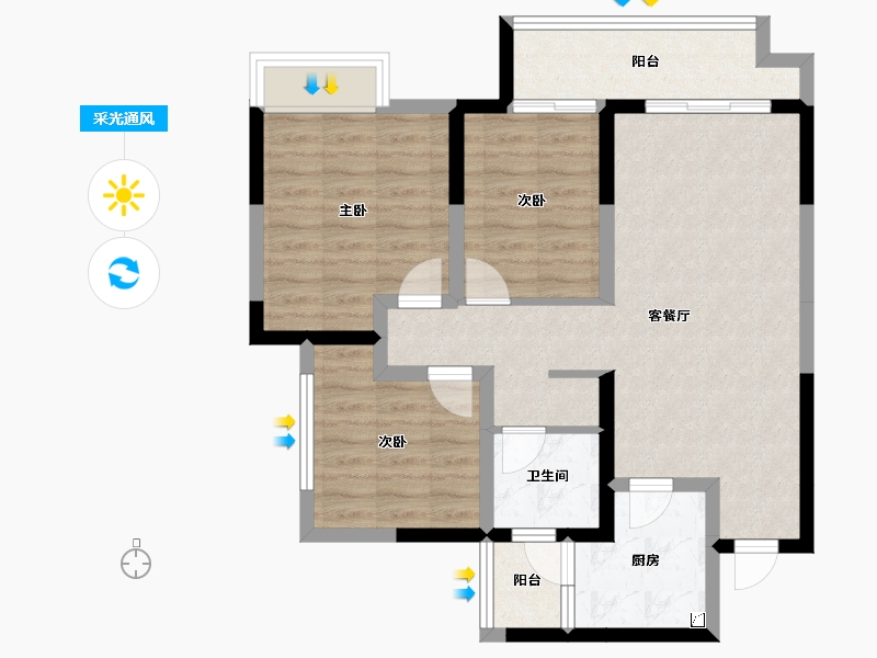 四川省-宜宾市-华润公园九里-77.49-户型库-采光通风