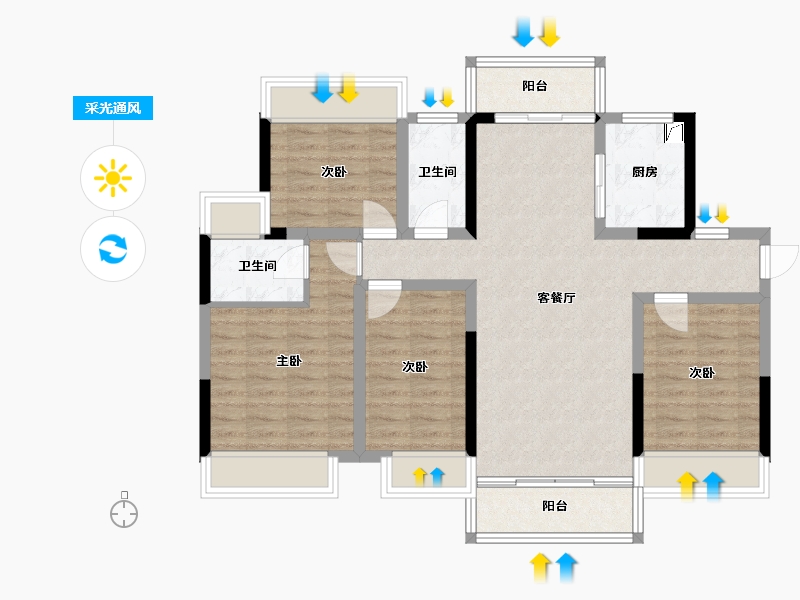 广东省-江门市-雅逸尚品-100.00-户型库-采光通风