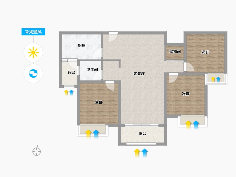 陕西省-咸阳市-东郡天下-96.00-户型库-采光通风